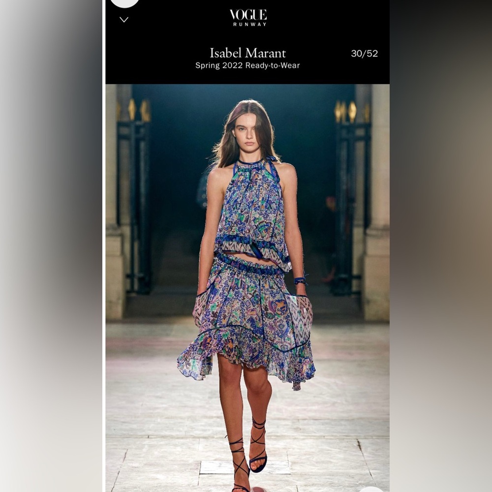 Isabel Marant silk print set ( skirt + top ) runway 22